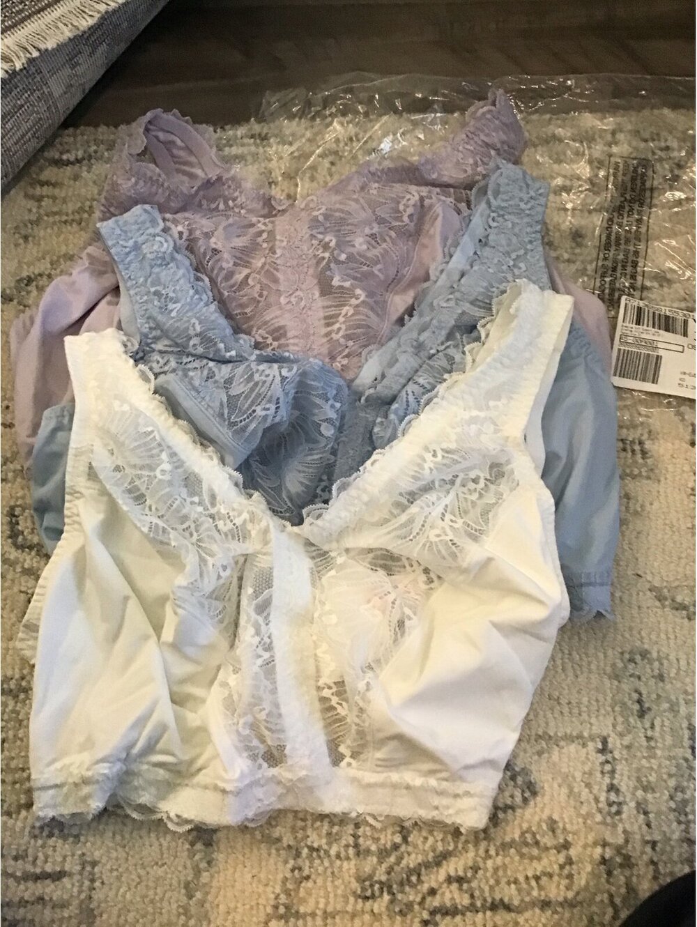 Breezies, 2x, set of 3, bras, new, wirefree, lace, unlined, soft support